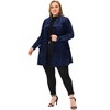 Agnes Orinda Women's Plus Size Velvet Open Front Cardigans with Pockets - 3 of 4