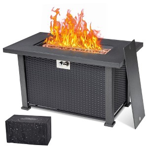 44" Rectangle Propane Fire Table with Lid and Rain Cover - 1 of 4