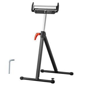 VEVOR Roller Stand, 250 lb Load Capacity, 27 in-43 in Adjustable Height, Folding Heavy Duty with Edge Guides & 11.5 in Polished Steel Roller, Black - 1 of 4