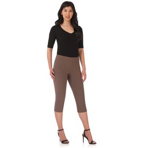 Rekucci Women's Pull-On Mid-Rise Straight-Leg Capri Pants with Tummy Control and Hidden Pocket - 1 of 4