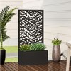 MAYEERTY Planter Box with Trellis Iron Black Spring Leaf 01 Style 47x24x12in 3-Piece Set - 4 of 4