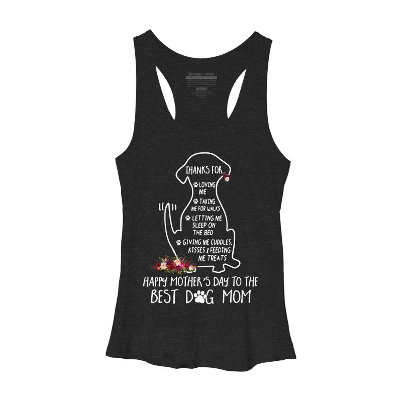 Women's Design By Humans Happy Mothers Day Best Dog Mom Thanks By MiuMiuShop Racerback Tank Top, 1 of 3