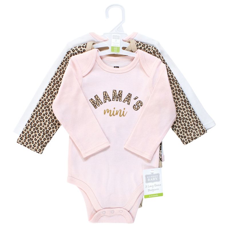 Hudson Baby Infant Girl Cotton Long-Sleeve Bodysuits, Leopard Mamas Mini, 3 of 7