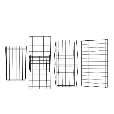 Brown Woodgrain and Black Metal Basket Storage Table Set