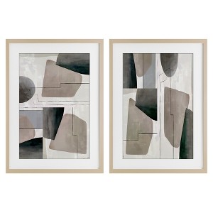 Stupell Industries Earthy Geometric Shapes 2pc Framed Print Under Glass Set - 1 of 4