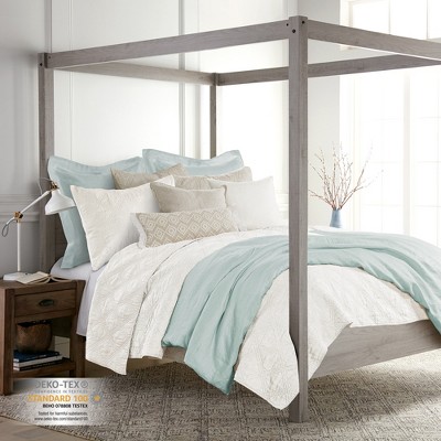 Cream Cotton King Quilt Set with Pillow Covers