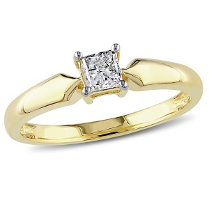 Everly Jewelry – 10K Yellow Gold 1/3 TGW Princess Diamond Solitaire Ring - 1 of 4