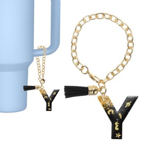 Unique Bargains Resin Lightweight Decorative Tassel Keychain Handle Charm Black with Gold Foil 1 Pc - 1 of 4