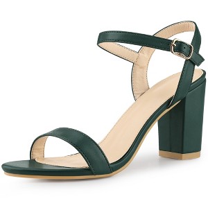 Allegra K Women's Slingback Chunky High Heels Sandals - 1 of 4