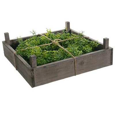 Allstate 14" Wood Frame Box with a Boxwood Artificial Christmas Wreath