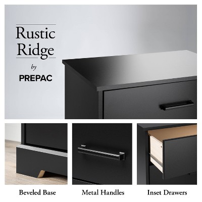 Rustic Black Vertical 6-Drawer Farmhouse Dresser