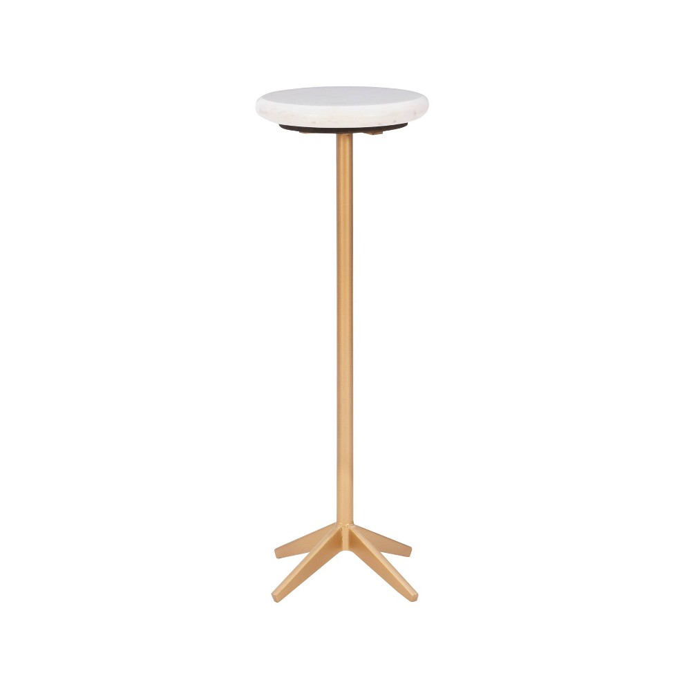 10" Elzie Marble Top Side Table White - Powell: Mid-Century Modern, Iron Frame, No Assembly Required
