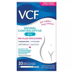 VCF Contraceptive Fragrance free Gel Pre-Filled Applicators - 10ct