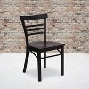 Emma and Oliver Black Three-Slat Ladder Back Metal Restaurant Dining Chair - 2 of 4