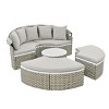 Round Tanning Bed PE Rattan Patio Daybed, Convertible Outdoor Sofa with Retractable Canopy and Removable Cushions – Maison Boucle - 3 of 4