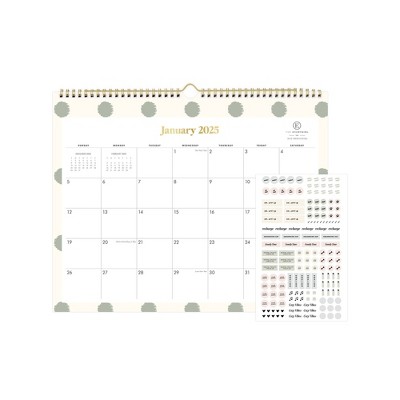 The Everygirl Wall Calendar January - December 2025 15"x12" Monthly Wirebound Wyatt Dot