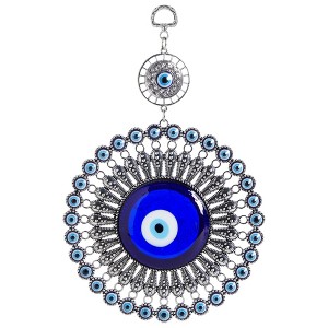 Okuna Outpost Evil Eye Wall Hanging, Turkish Amulet Decoration (Blue Glass, 5 Inches) - 1 of 4