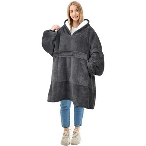 Solaris Women Flannel Blanket Hoodie Oversized Sweatshirt, Wearable Fleece Blanket Woman, Valentine’s Day Gift for Her - 1 of 4