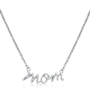 ShineHigh Elegant “Mom” Script Necklace – 18k Rose Gold Plated or Rhodium Plated Finish – Delicate Mother's Day Jewelry with Cubic Zirconia Accents - 1 of 1