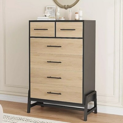 4/6/7 Drawer Dresser for Bedroom, Wooden Storage Chest with Deep Drawers, Freestanding Closet Dresser with Tall Legs for Entryway, Living Room