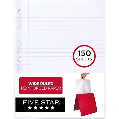 Five Star 150ct Wide Ruled Filler Paper: Loose Leaf, 10.5" x 8", White, Stationery & Office Supplies