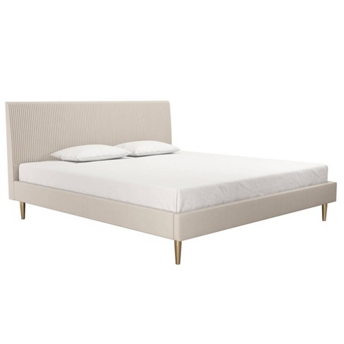 Simple Modern Upholstered Bed - Cream