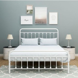 CAVINAS Heavy-Duty Metal Platform Bed Frame with High Headboard, Noise-Free Twin Size Bed Frame with Under-Bed Storage (No Box Spring Needed) - 1 of 4
