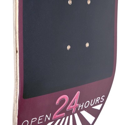 Red and Black Vertical Wood Skateboard Chalkboard Menu