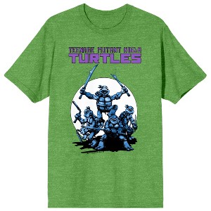 World Of TMNT Montone Turtles Circle Art Crew Neck Short Sleeve Green Heather Women's T-shirt - 1 of 3
