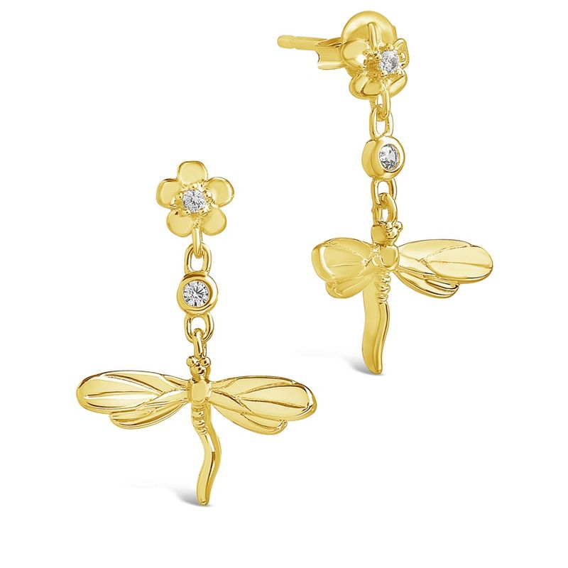 SHINE by Sterling Forever CZ Dragonfly Dangle Earrings, 3 of 4