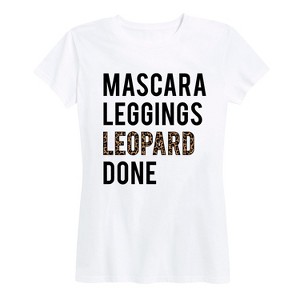 Women's - Instant Message - Mascara Leggings Leopard Print Short Sleeve Graphic T-Shirt - 1 of 4