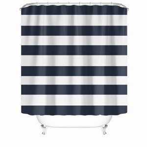 Blue And White Stripes Shower Curtains for Bathroom Waterproof Fabric Bath Curtain Durable Soft Stylish Bathroom Decor 72x72 Inch - 1 of 1