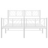 vidaXL Robust Metal Bed Frame with Functional Headboard and Footboard, Extra Storage Space Underneath – White - 4 of 4