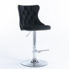 Zeus & Ruta 25"–33" Set of 2 Velvet Adjustable Swivel Bar Stools with Tufted Backs & Chrome Base - 2 of 4