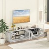 Tangkula 4-Door Glass Entertainment Center Farmhouse TV Stand for TVs up to 75" Oak White - 2 of 4