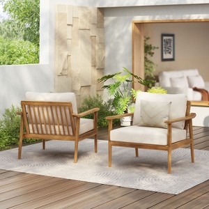 Sapphtopaz Outdoor Dining Chairs Modern Outdoor Patio Chairs with Wood Frame, Cushions for Garden, Balcony - 1 of 4