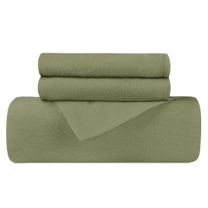 Flannel Cotton Modern Solid Fuzzy Duvet Cover Set With Pillow Shams by Blue Nile Mills - 1 of 4