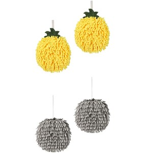 REGALWOVEN Soft Absorbent Fluffy Chenille Ball Bathroom Hand Towels with Wall Hook 4 Pack - 1 of 4
