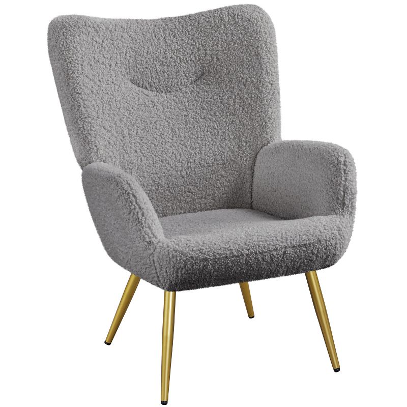 Yaheetech Modern Boucle Fabric Accent Chair for Living Room Bedroom, 1 of 8