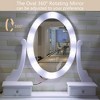 Vanity Desk with Mirror and Lights, Wood Makeup Dressing Table with Oval Mirror & Stool,3 Colors Lighting Modes - 3 of 4