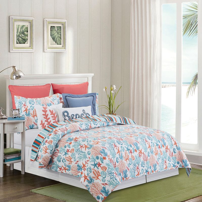 C&F Home Tangerine Coast Cotton Quilt Set - Reversible and Machine Washable, 1 of 10