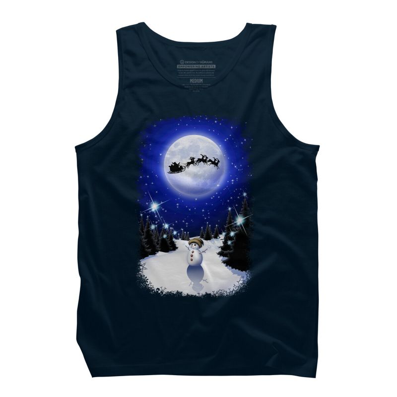 Men's Design By Humans Magical Snowman's Christmas Eve By BluedarkArt Tank Top, 1 of 4