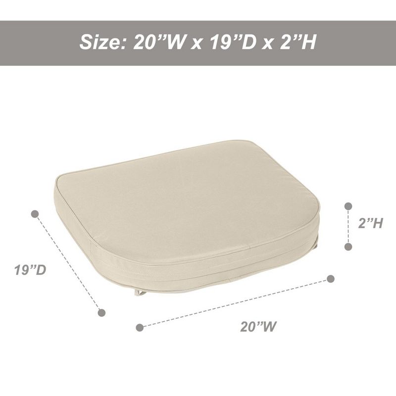 Aoodor Outdoor Chair Cushion W20''xD19'' Soft and Fade-resistant Polyester, Two Sets of  Ties for High Adaptability, Set of 4, 3 of 7