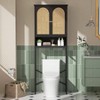 Rattan Toilet Storage Cabinet Over the Rack Wood Cabinet with Metal Stand Bathroom Organizer Adjustable Shelf Tall Freestanding - 3 of 4