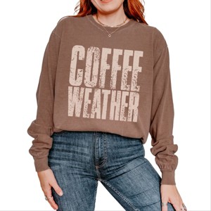 Coffee Weather Distressed - Garment Dyed Long Sleeve - 1 of 3