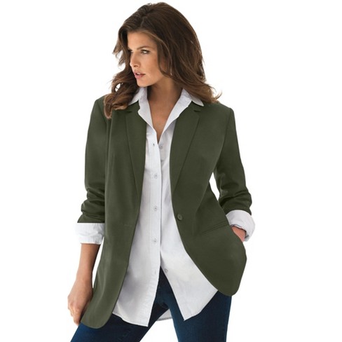 Women's plus clearance size green blazer