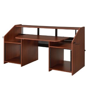 Royal Hampton 71 Inch Wood Music Desk Studio Workstation, 3 Shelves, Cherry Brown - 1 of 4