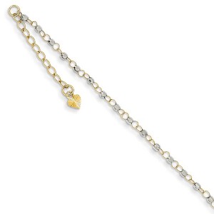 Black Bow Jewelry 14k Two-Tone Gold Circle and Bead Chain Adjustable Anklet, 9 Inch - 1 of 4