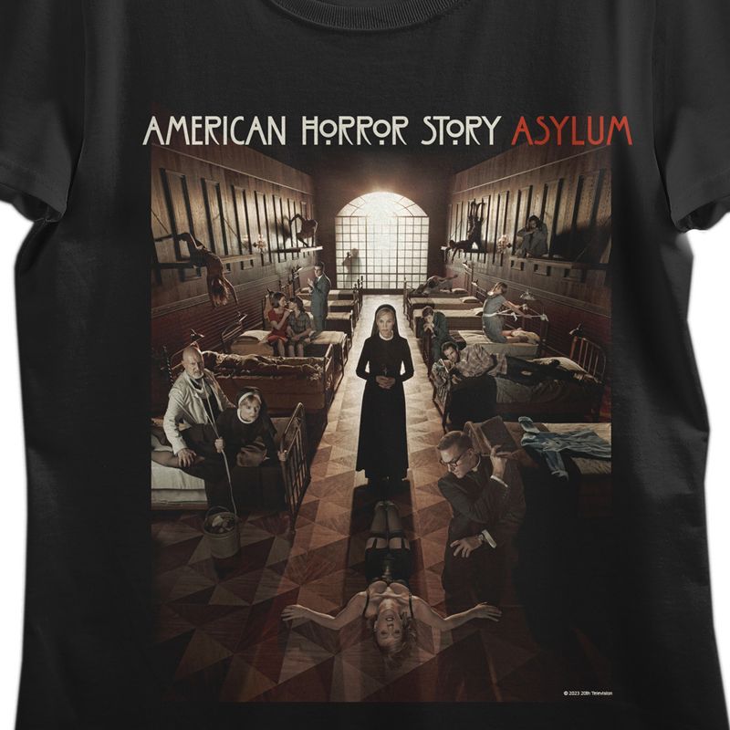 American Horror Story Asylum Poster Art Crew Neck Short Sleeve Black Women's T-shirt, 2 of 3
