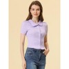 INSPIRE CHIC Women's Sweet Ruffle Trim Peter Pan Collar Button-Down Shirt - 2 of 4